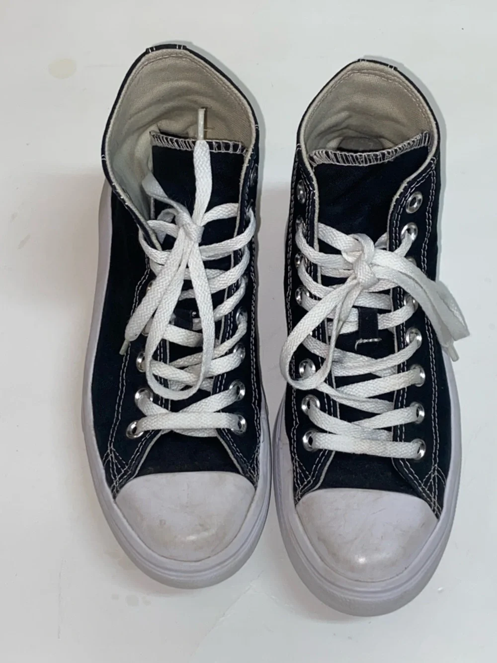 Converse Chuck Taylor All Star Black and White High-Top Platform Sneaker 568497C - Picture 3 of 11